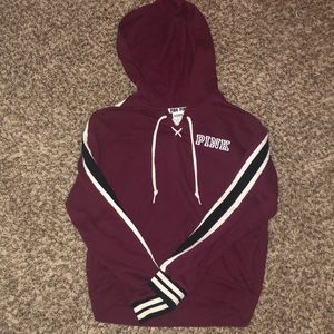 maroon cropped PINK hoodie